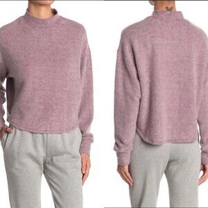 Socialite Women's sweatshirt Brushed Mock Neck long sleeve In Wine Size XL